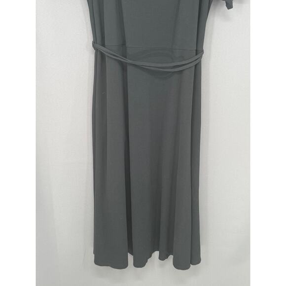 Vince Dress Womens 3X Gray Short Sleeve Scoop Neck Belted A-Line Midi Jersey - Picture 5 of 12
